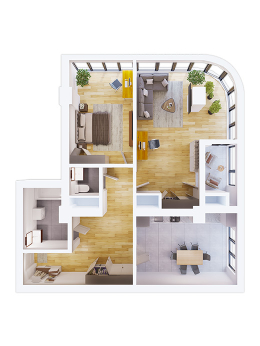 Apartament cu 2 camere - 80 m2