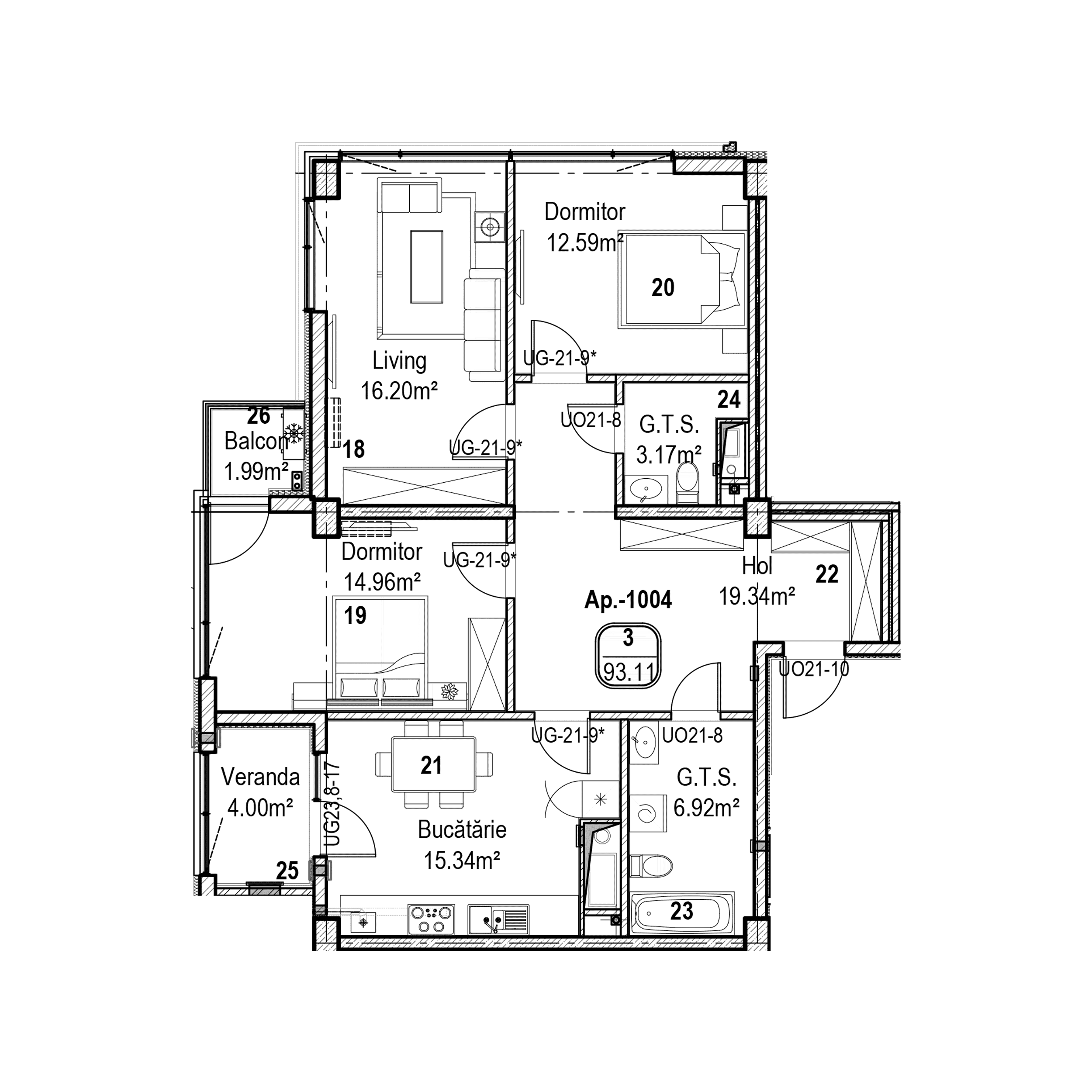 Apartament cu 3 camere
