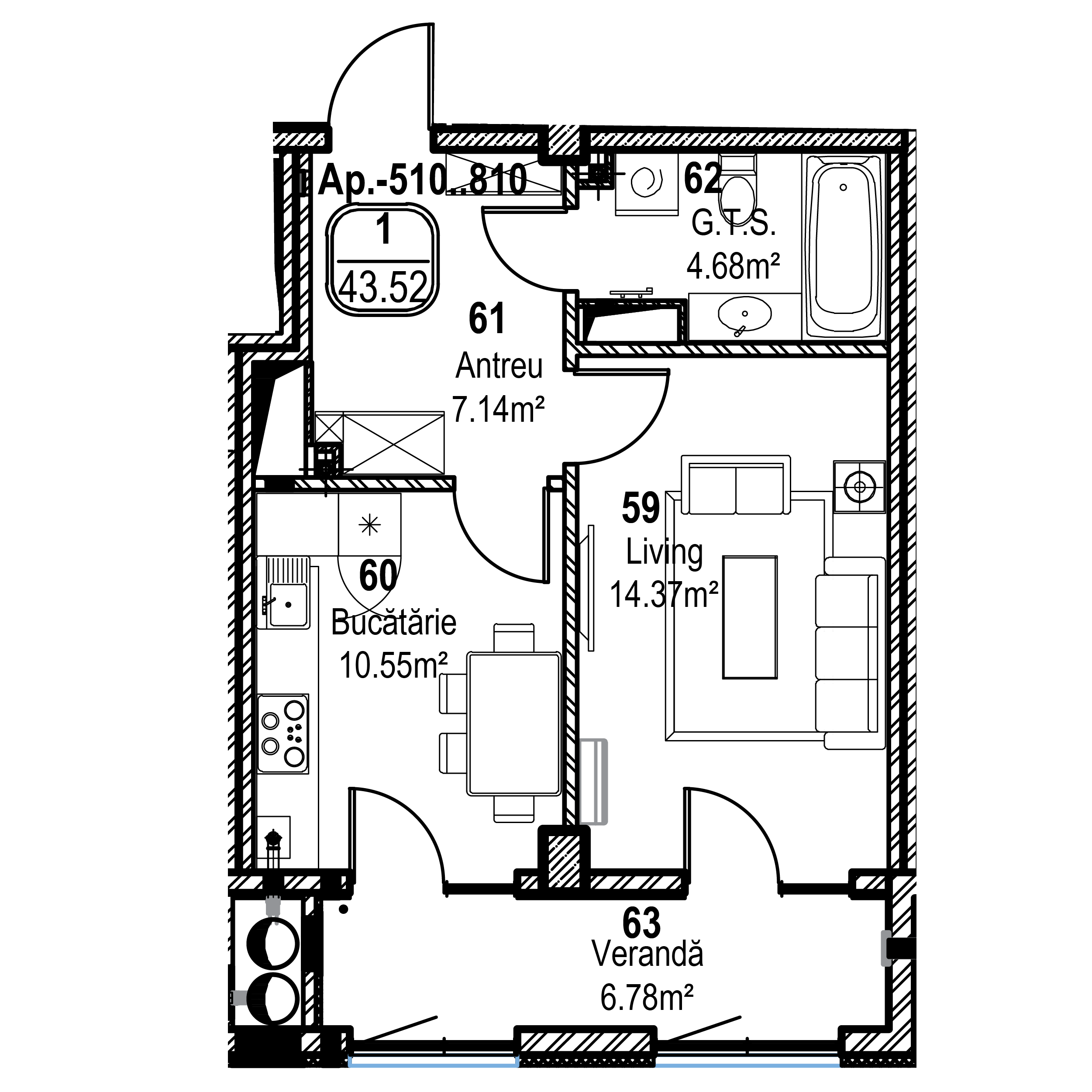 Apartament cu 2 camere