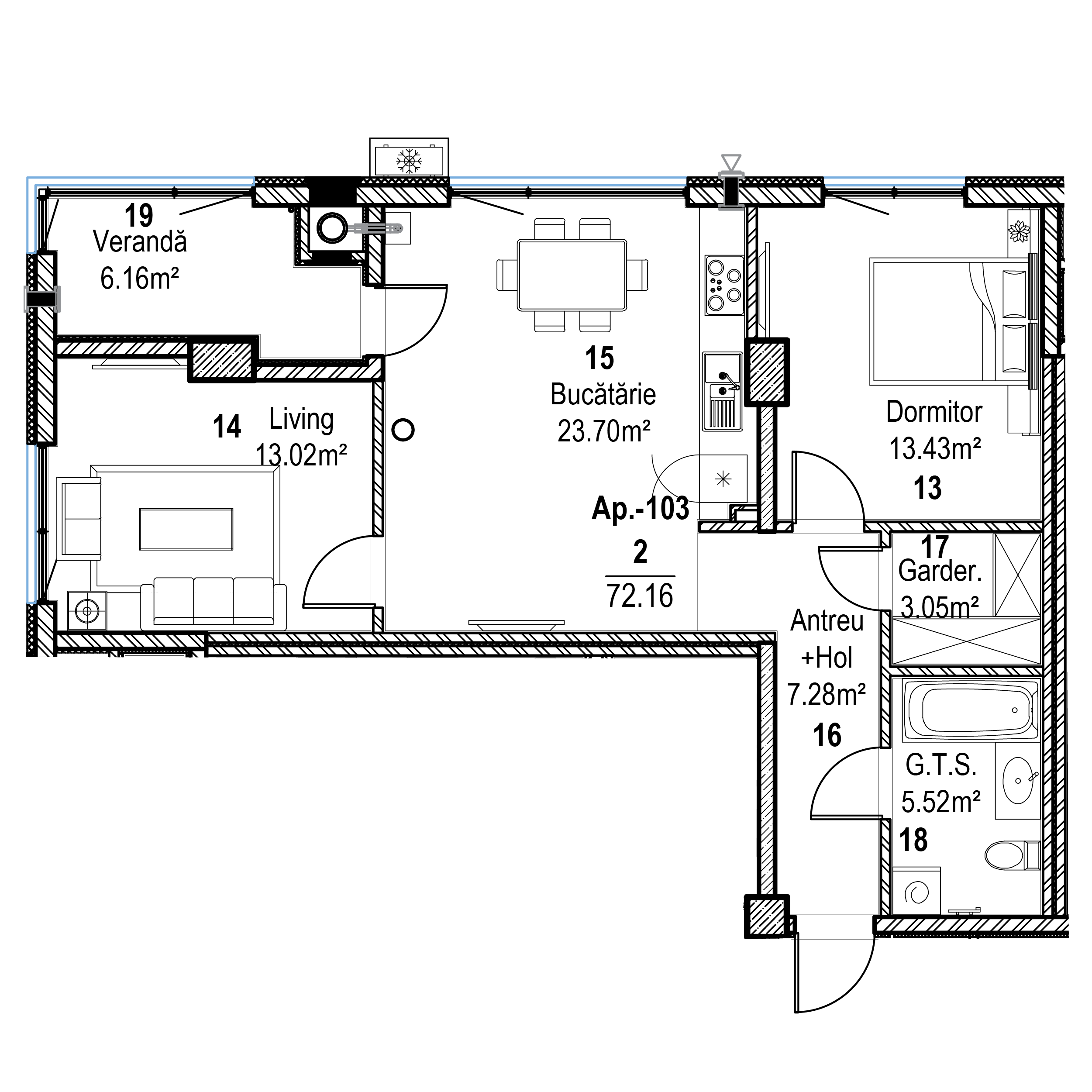 Apartament cu 2 camere