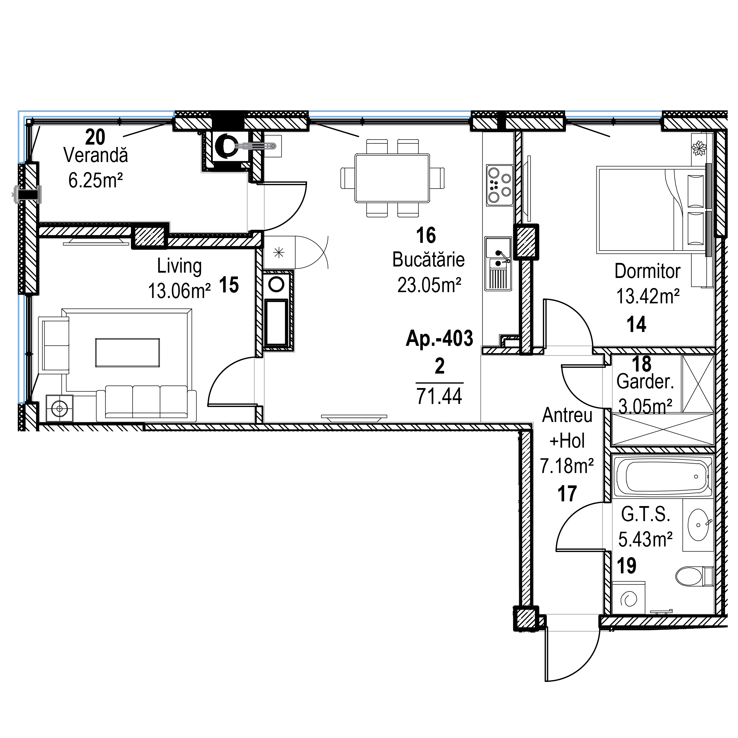 Apartament cu 2 camere
