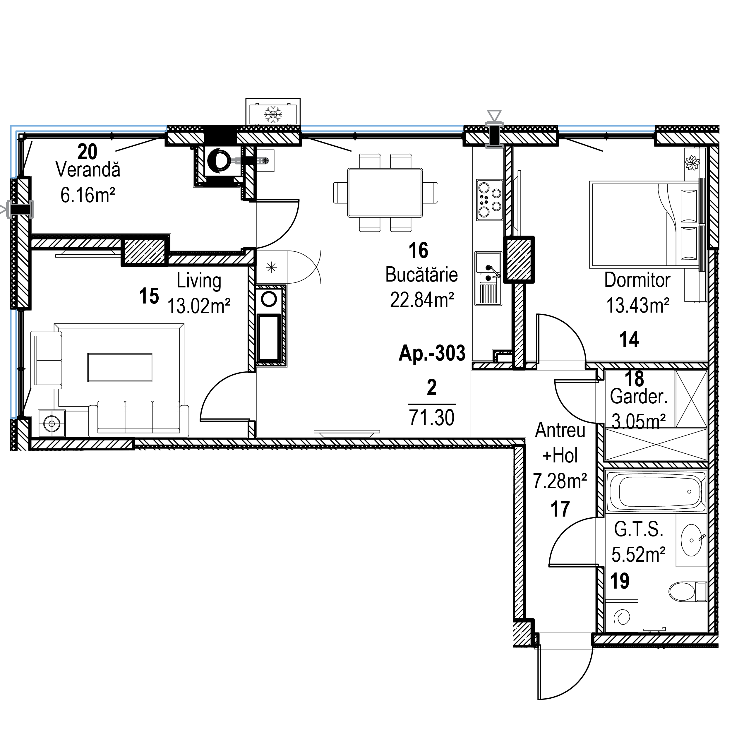 Apartament cu 2 camere