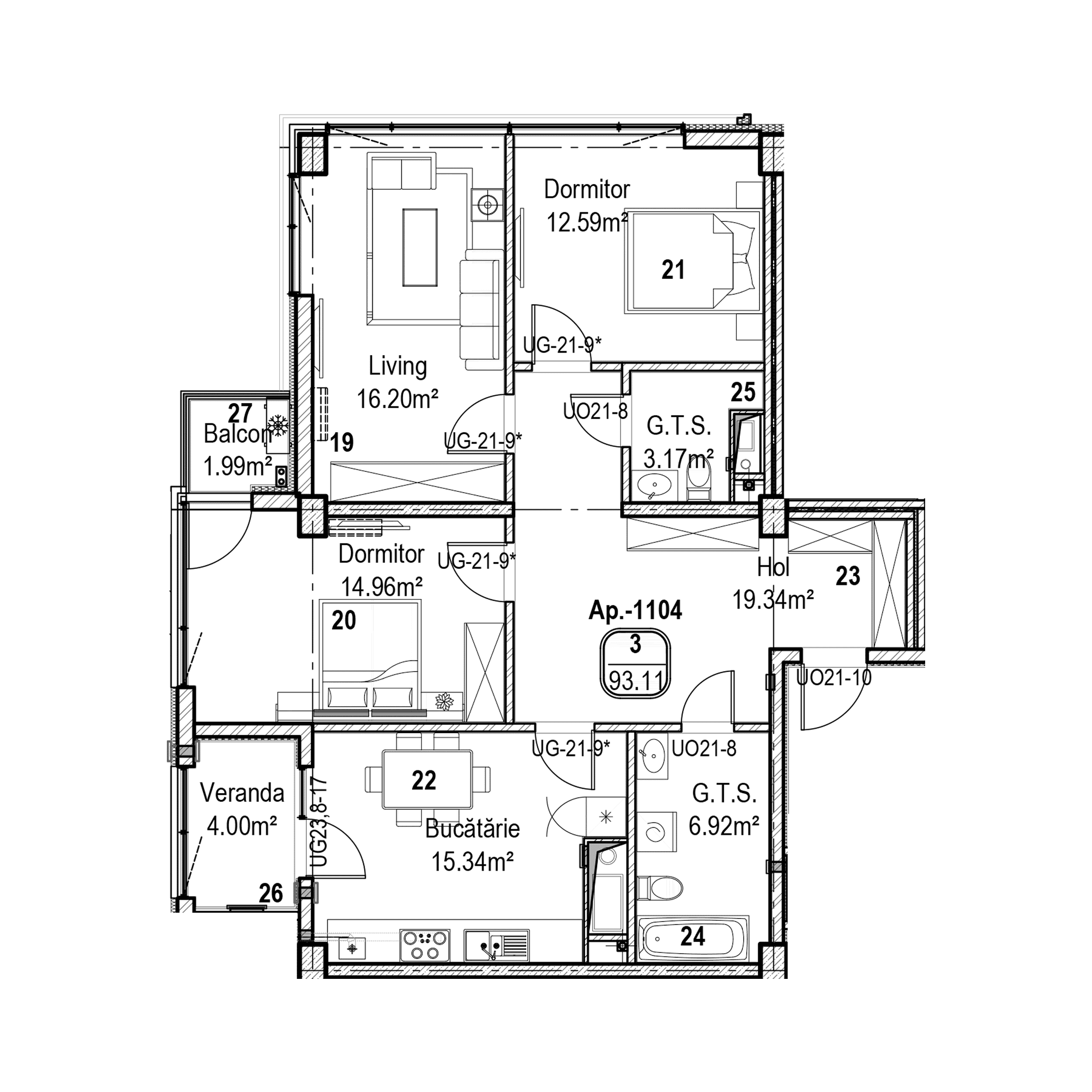 Apartament cu 3 camere
