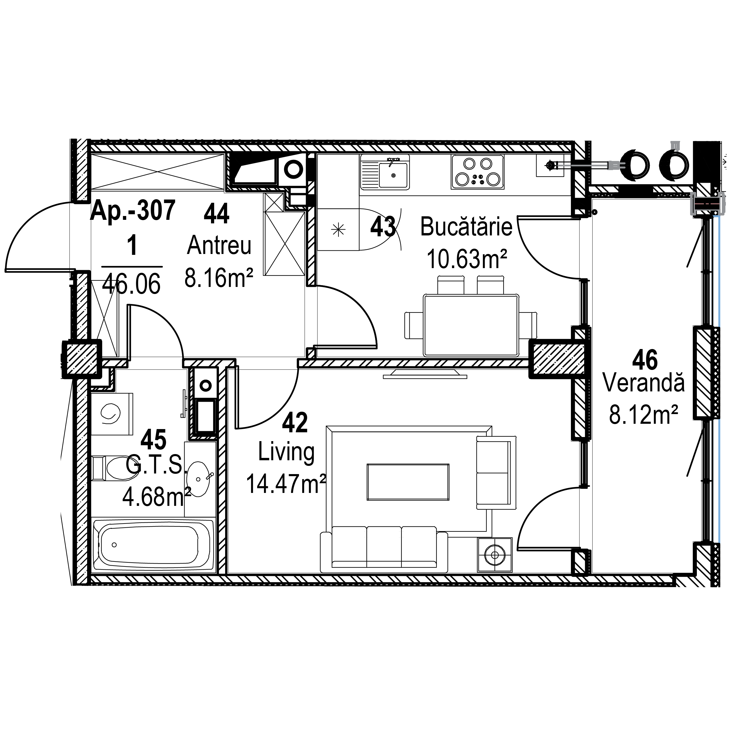 Apartament cu 1 cameră