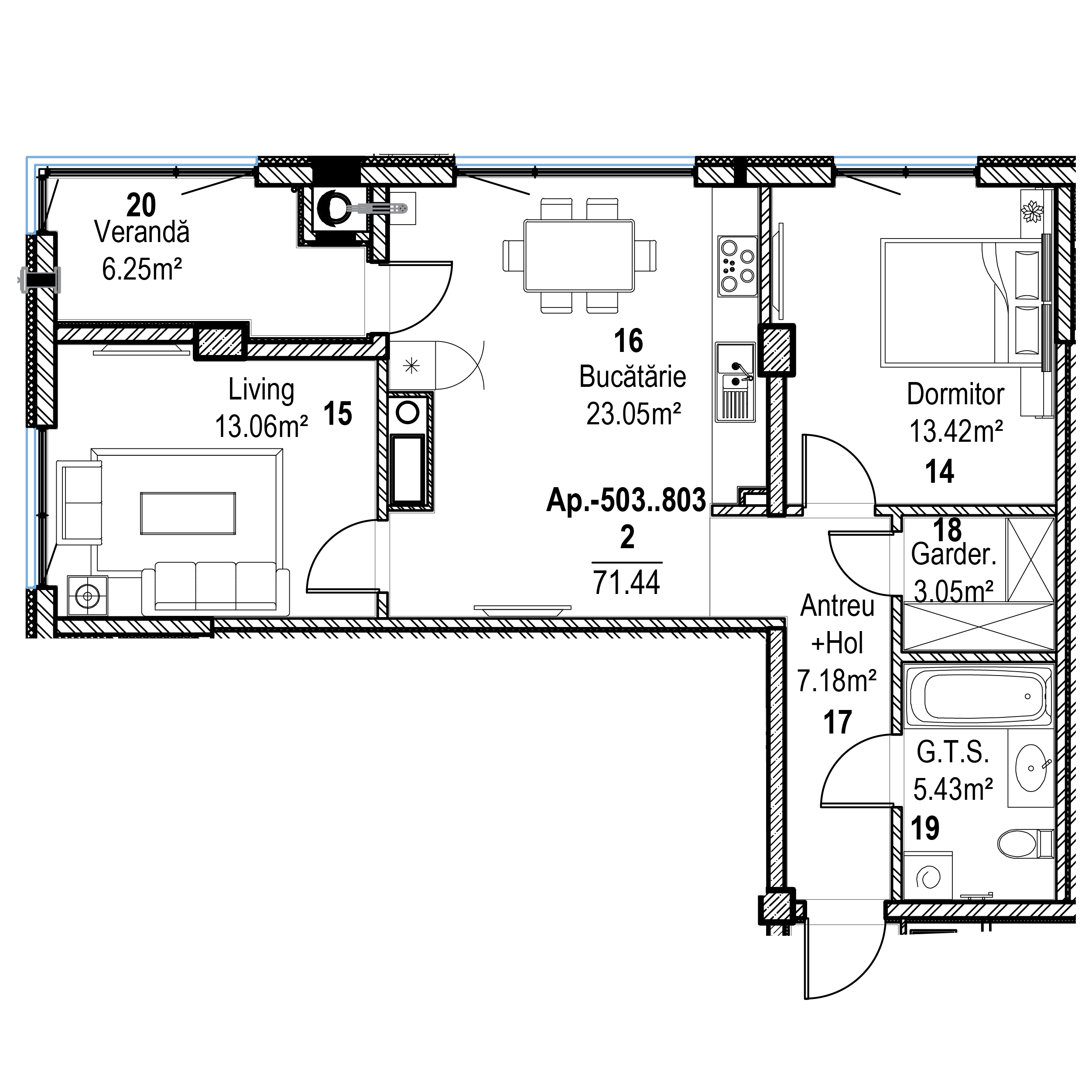 Apartament cu 2 camere